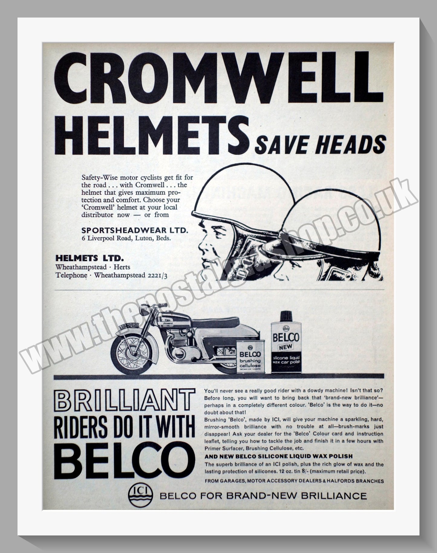 Cromwell Motorcycle Helmets. Original Advert 1965 (ref AD57676)
