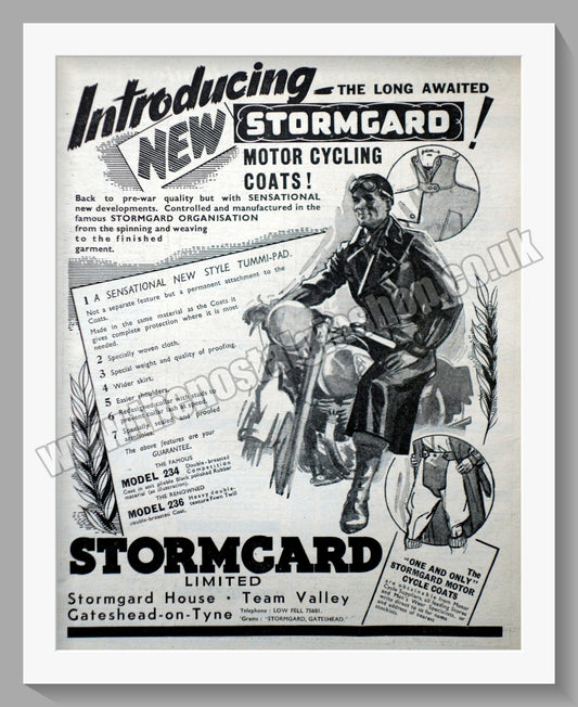 Stormgard Motorcycling Coats. Original Advert 1951 (ref AD57741)