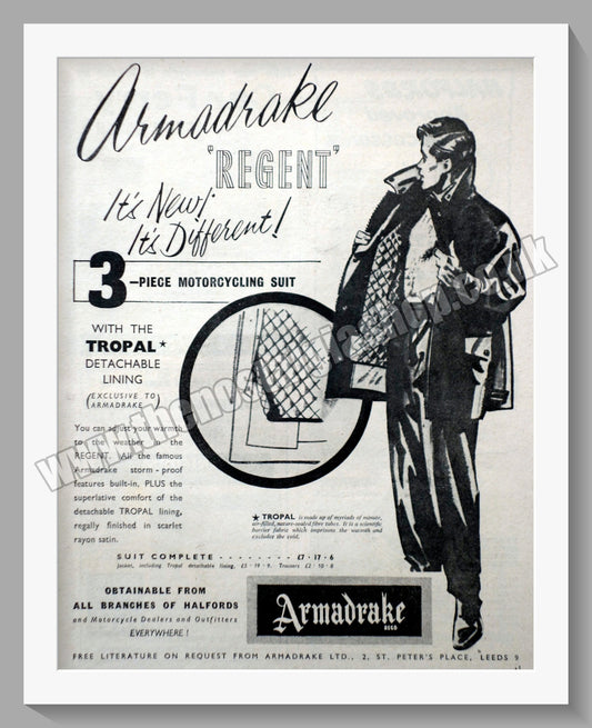 Armadrake Motorcycle Clothing. Original Advert 1960 (ref AD57744)