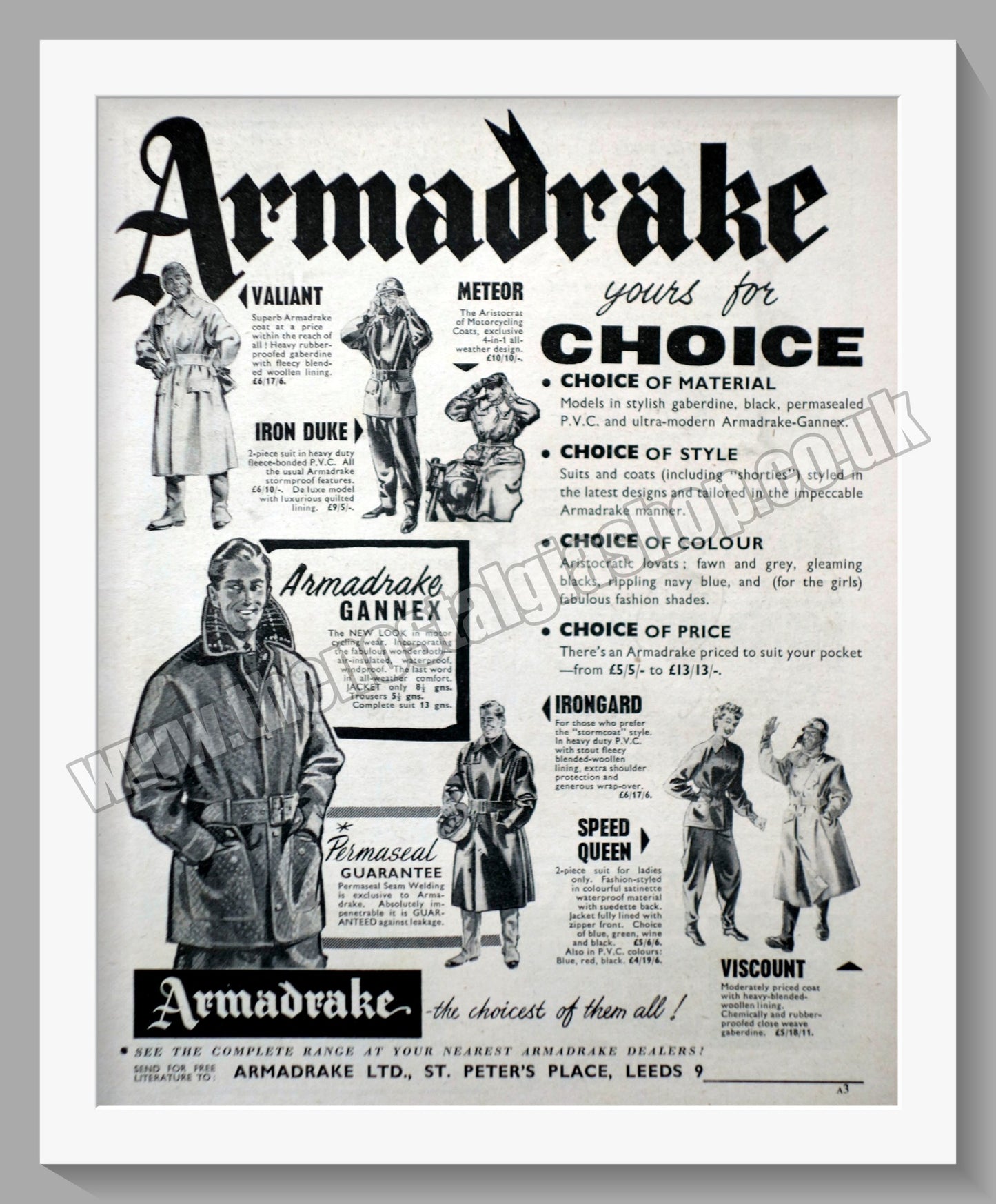Armadrake Motorcycle Clothing. Original Advert 1959 (ref AD57746)