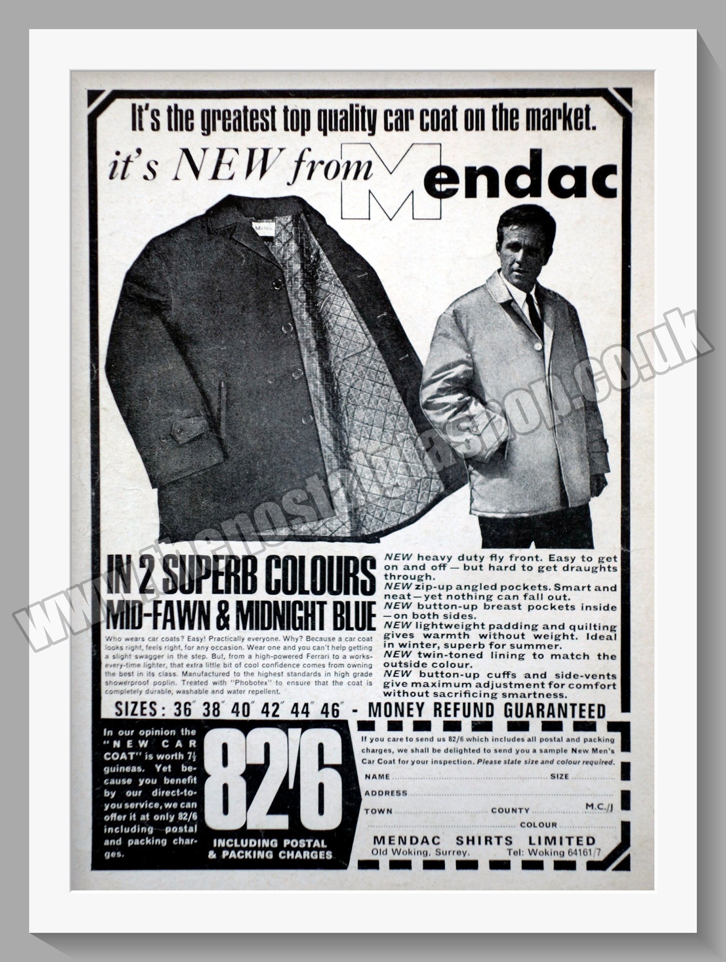 Mendac Car Coat. Original Advert 1967 (ref AD57748)