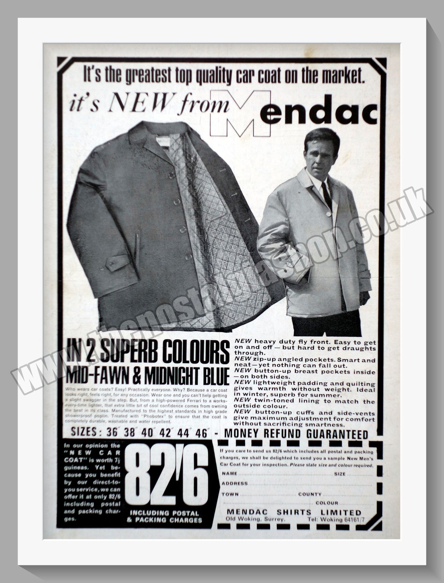 Mendac Car Coat. Original Advert 1966 (ref AD57750)