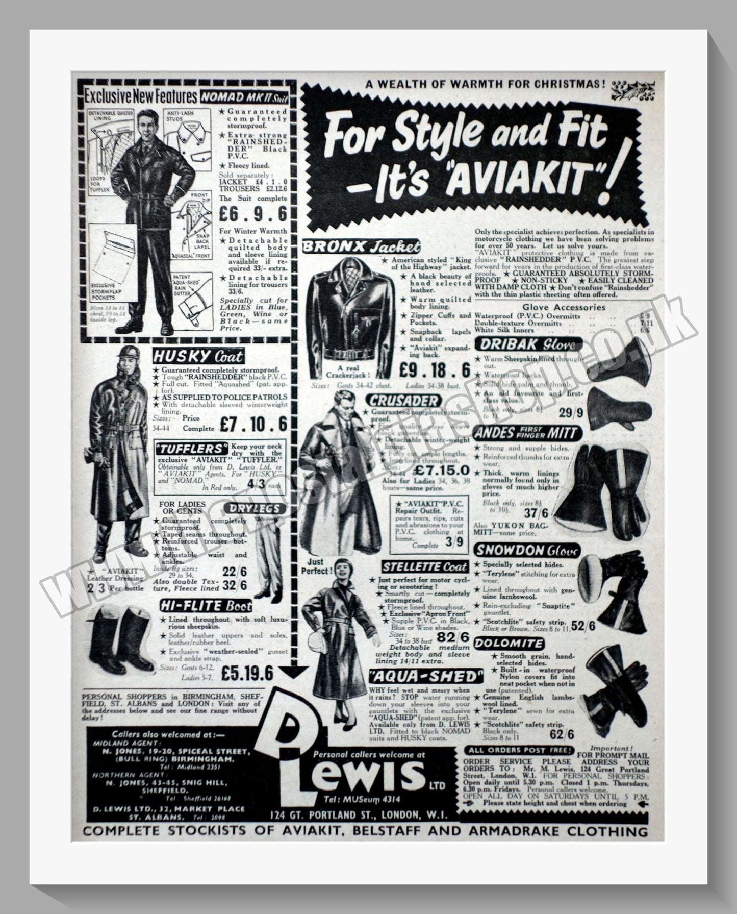Lewis Leathers Motorcycle Clothing. Original Advert 1957 (ref AD57753)