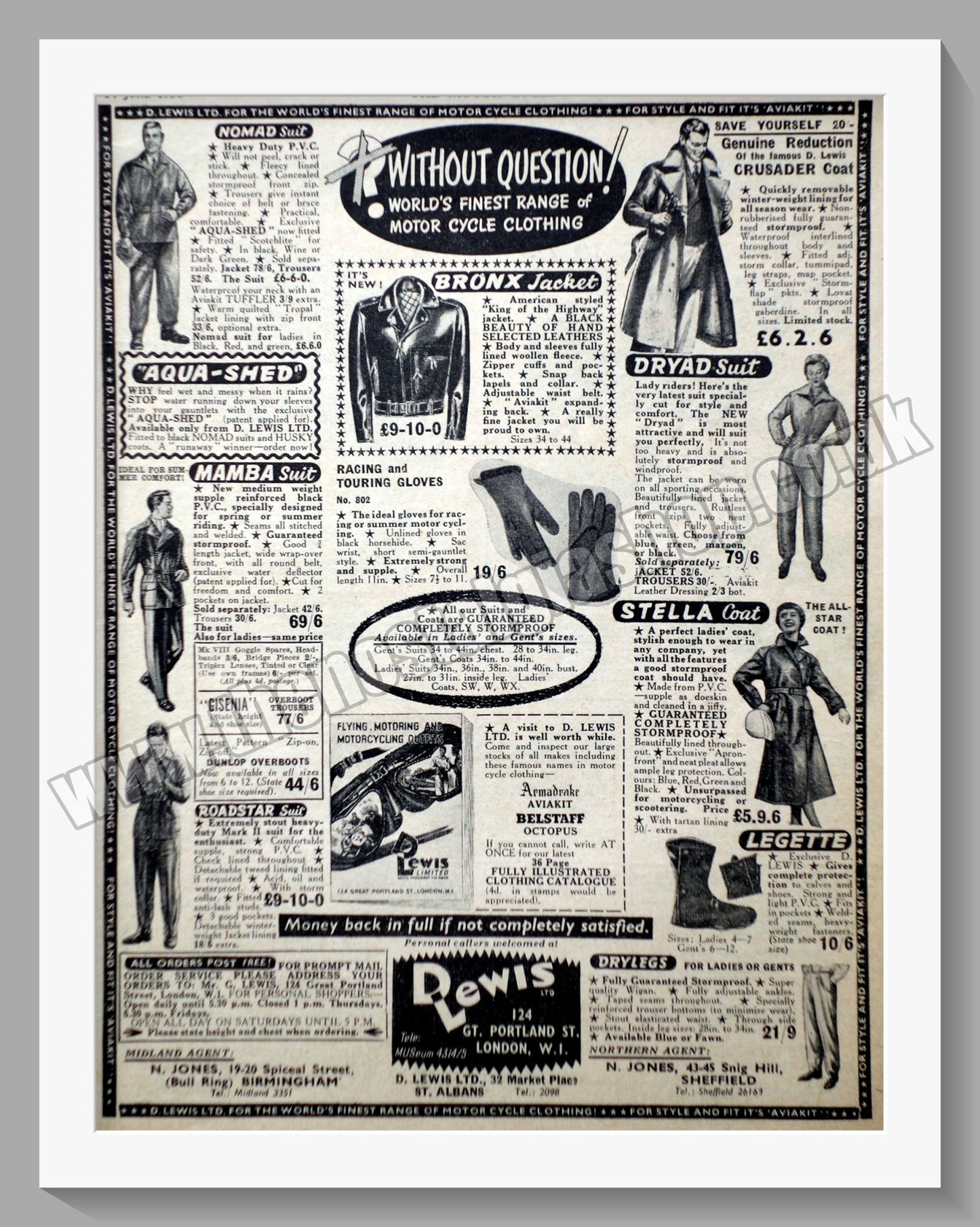 Lewis Motorcycle Clothing. Original Advert 1956 (ref AD57755)
