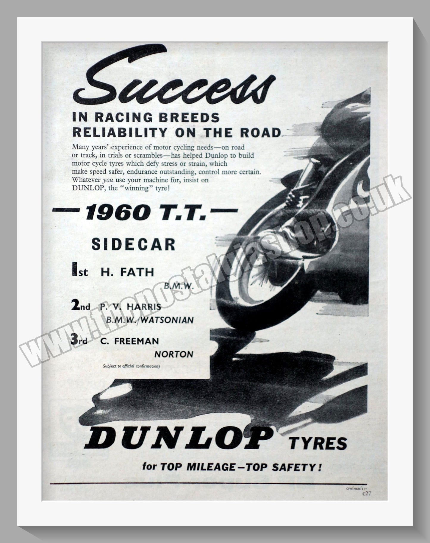 Dunlop Motorcycle Tyres. Original Advert 1960 (ref AD57702)