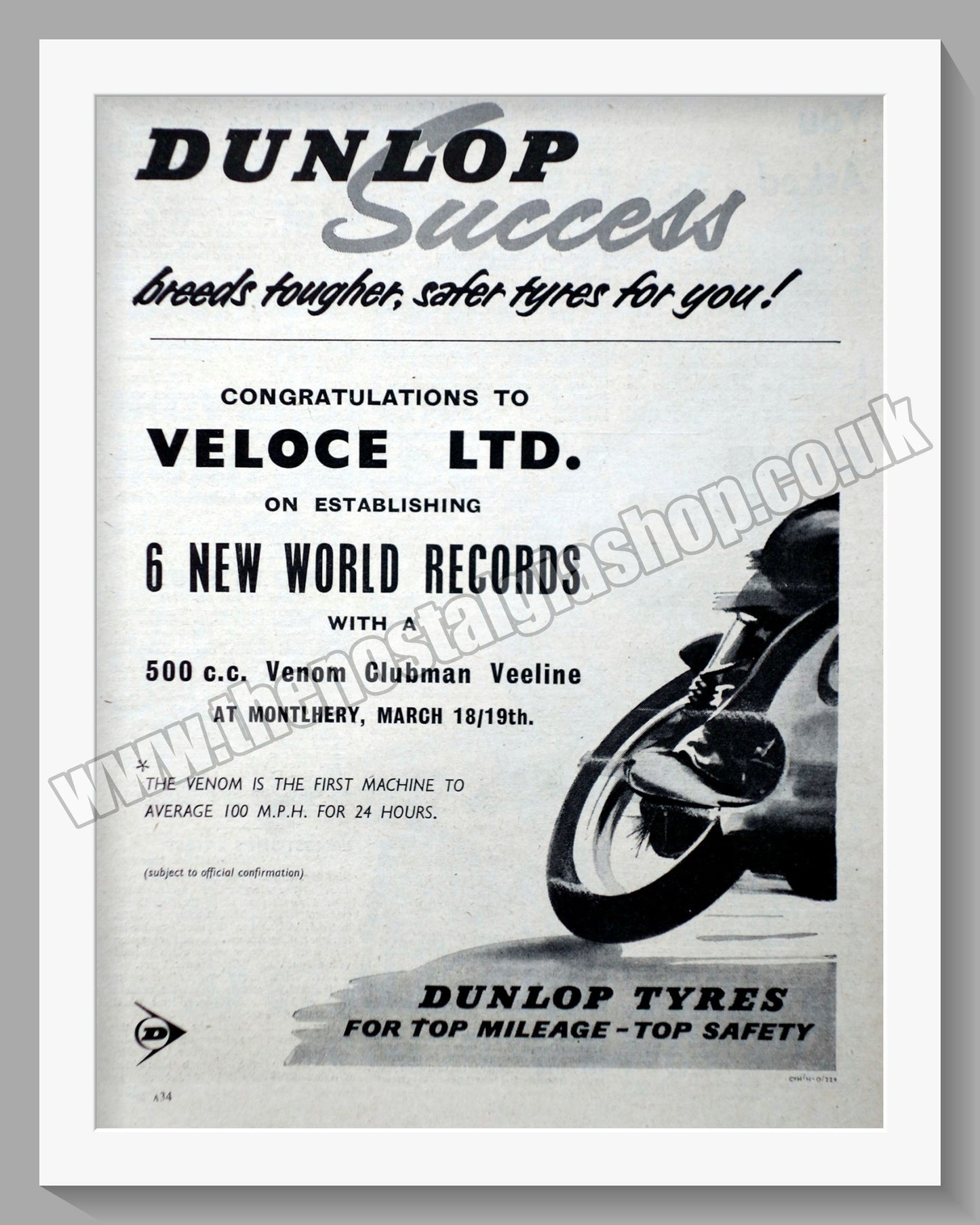Dunlop Motorcycle Tyres. Original Advert 1961 (ref AD57703)