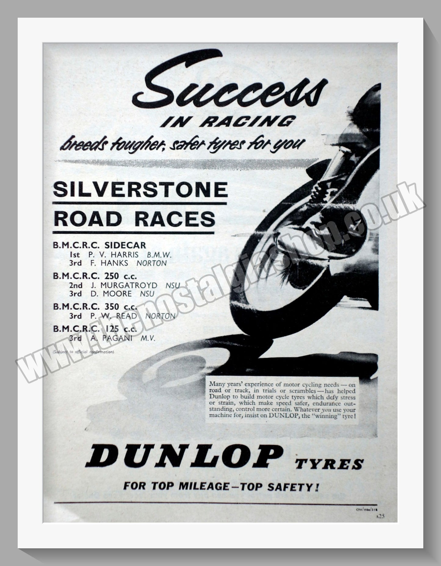 Dunlop Motorcycle Tyres. Original Advert 1960 (ref AD57704)