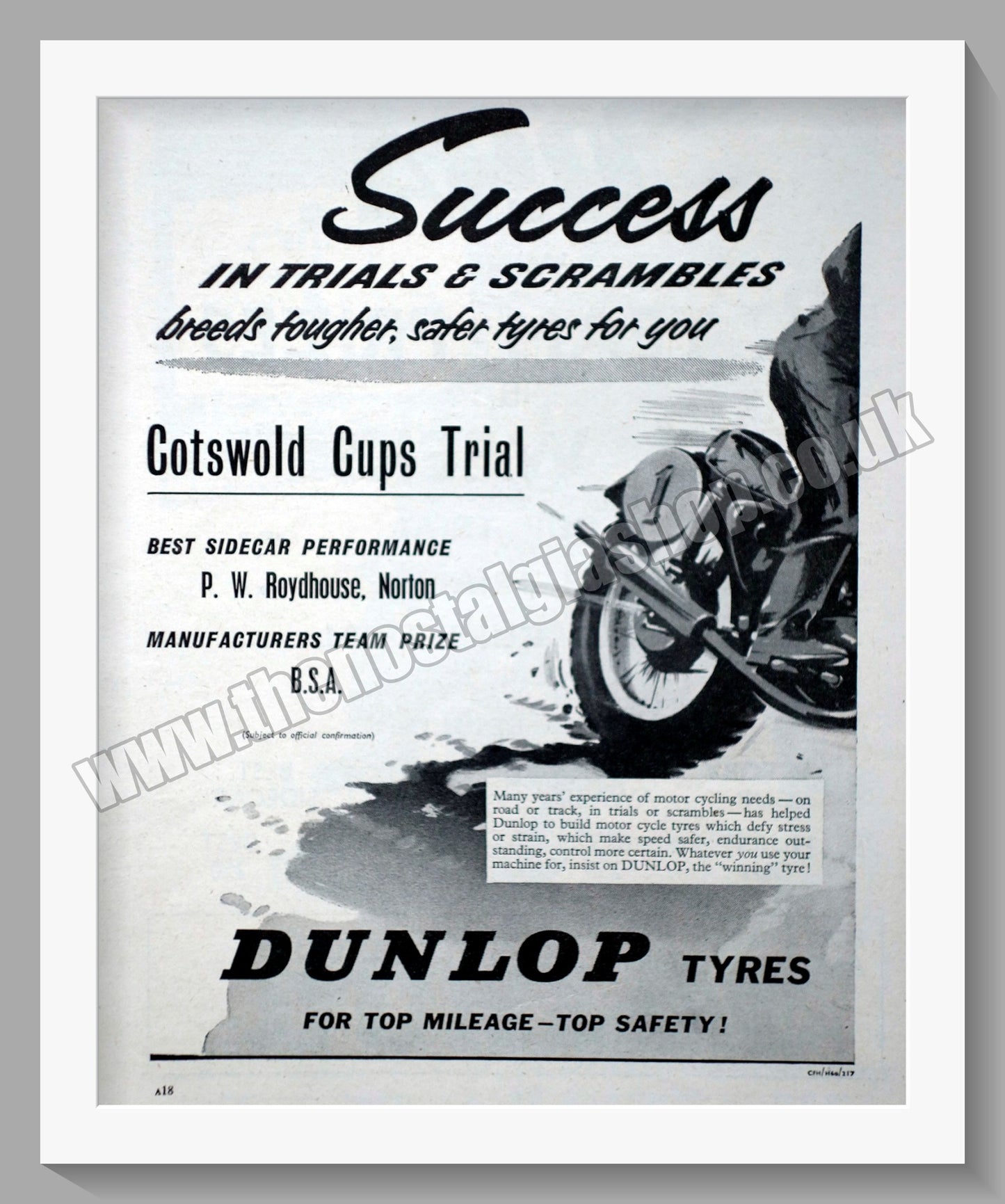 Dunlop Motorcycle Tyres. Original Advert 1960 (ref AD57705)