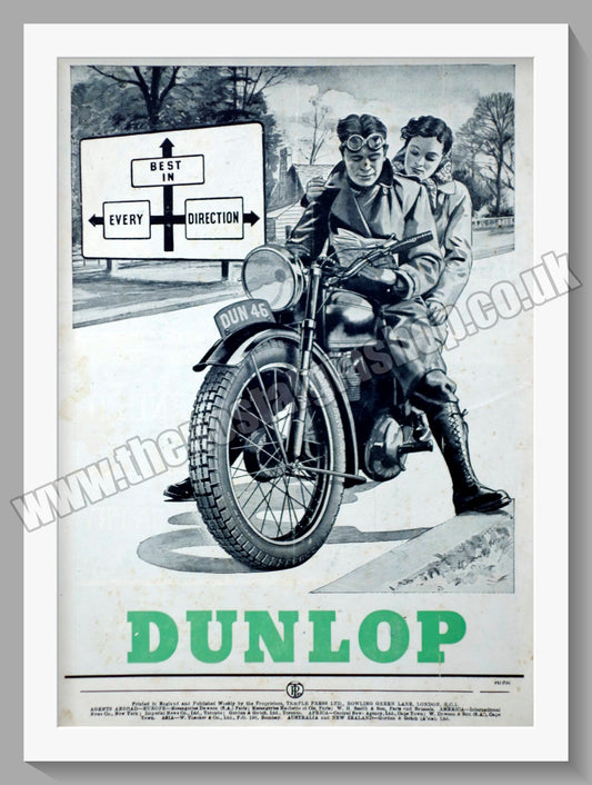 Dunlop Motorcycle Tyres. Original Advert 1946 (ref AD57706)
