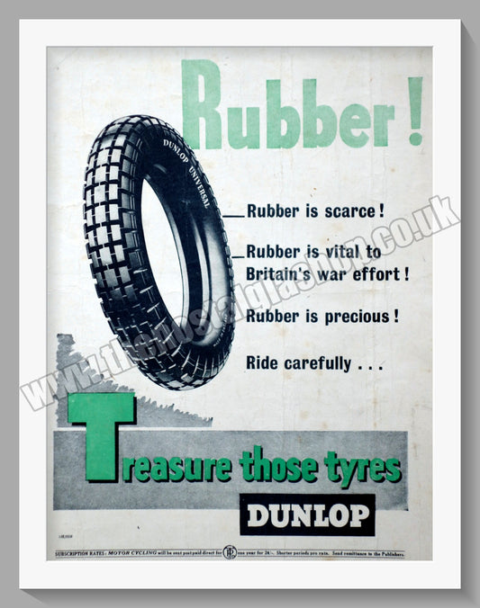 Dunlop Motorcycle Tyres. Original Advert 1943 (ref AD57709)