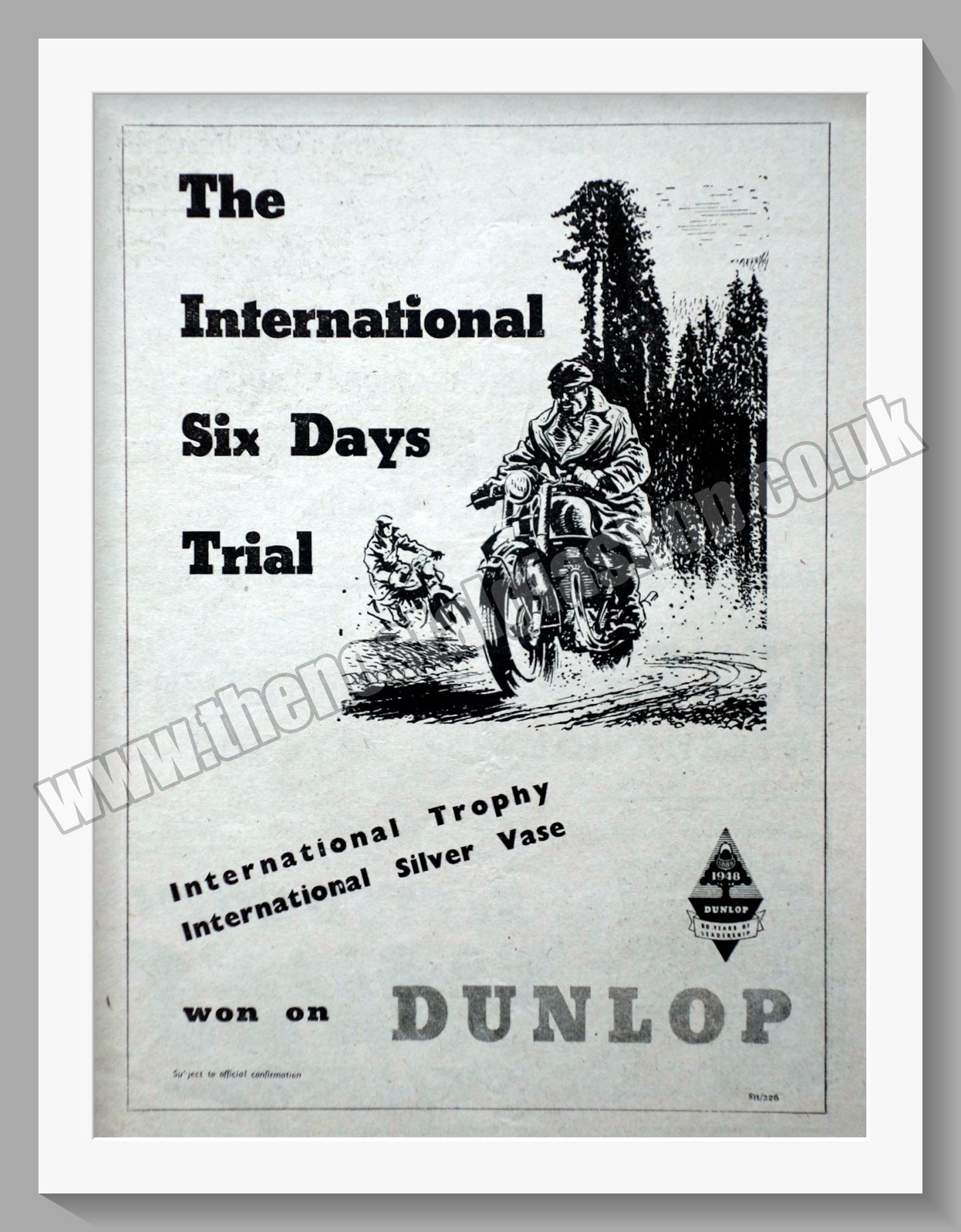 Dunlop Motorcycle Tyres. Original Advert 1948 (ref AD57714)