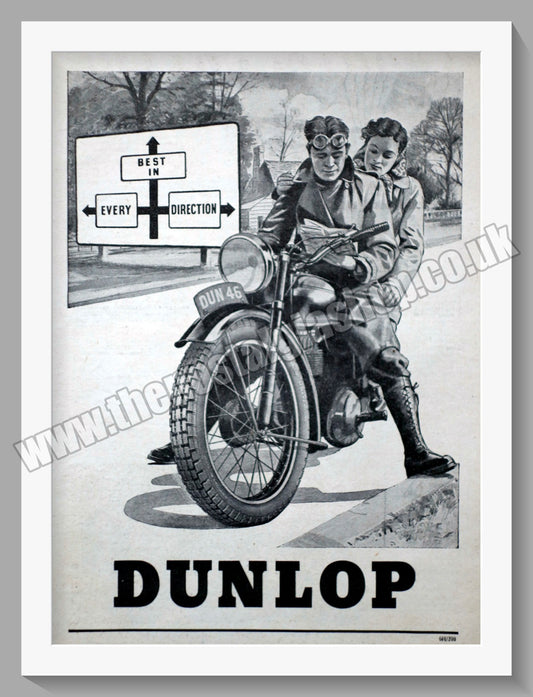 Dunlop Motorcycle Tyres. Original Advert 1946 (ref AD57720)