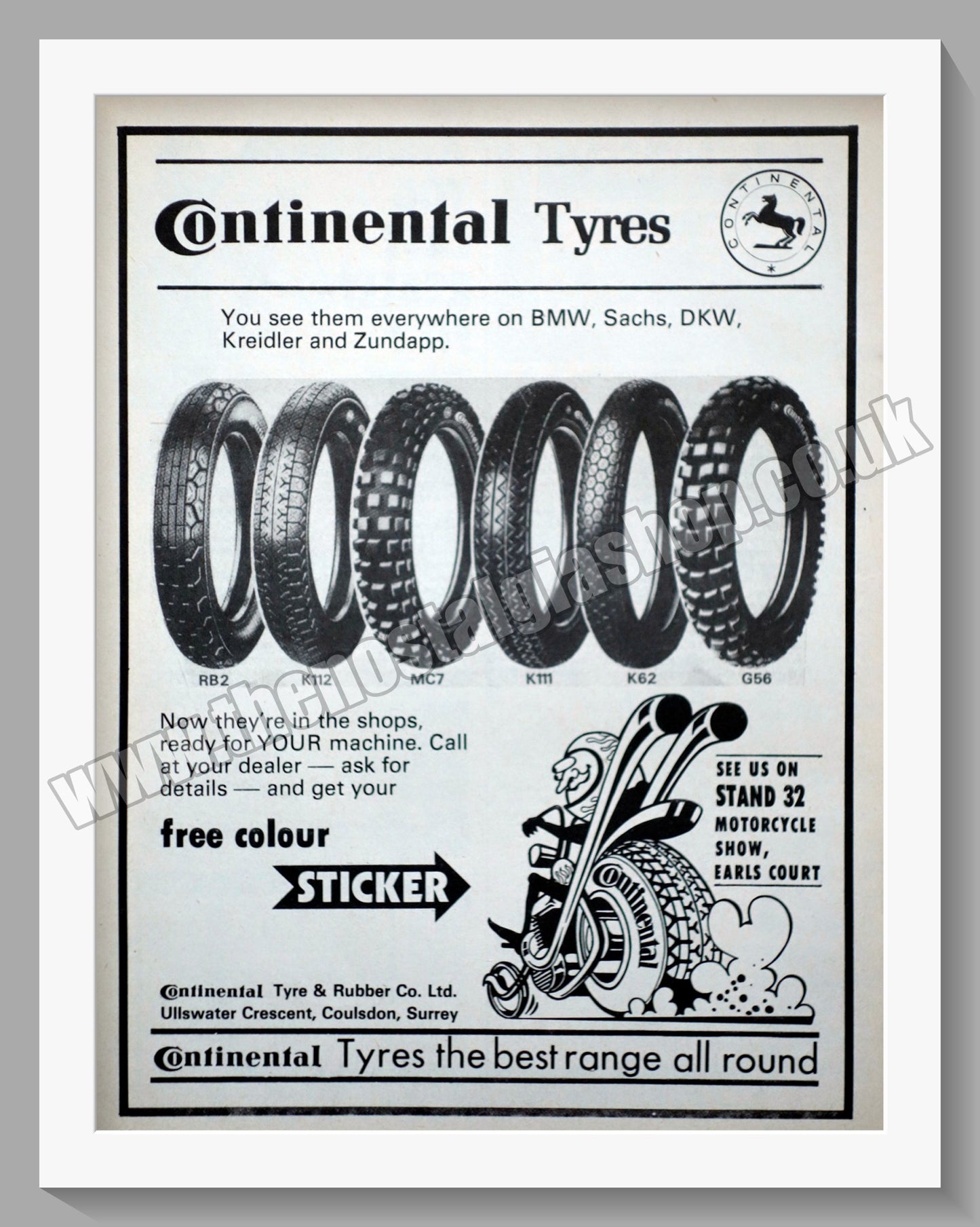 Continental Motorcycle Tyres. Original Advert 1975 (ref AD57797)