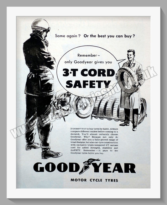 Good Year Motorcycle Tyres. Original Advert 1959 (ref AD57757)