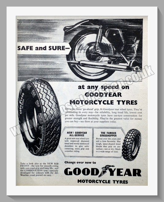 Goodyear Motorcycle Tyres. Original Advert 1957 (ref AD57758)