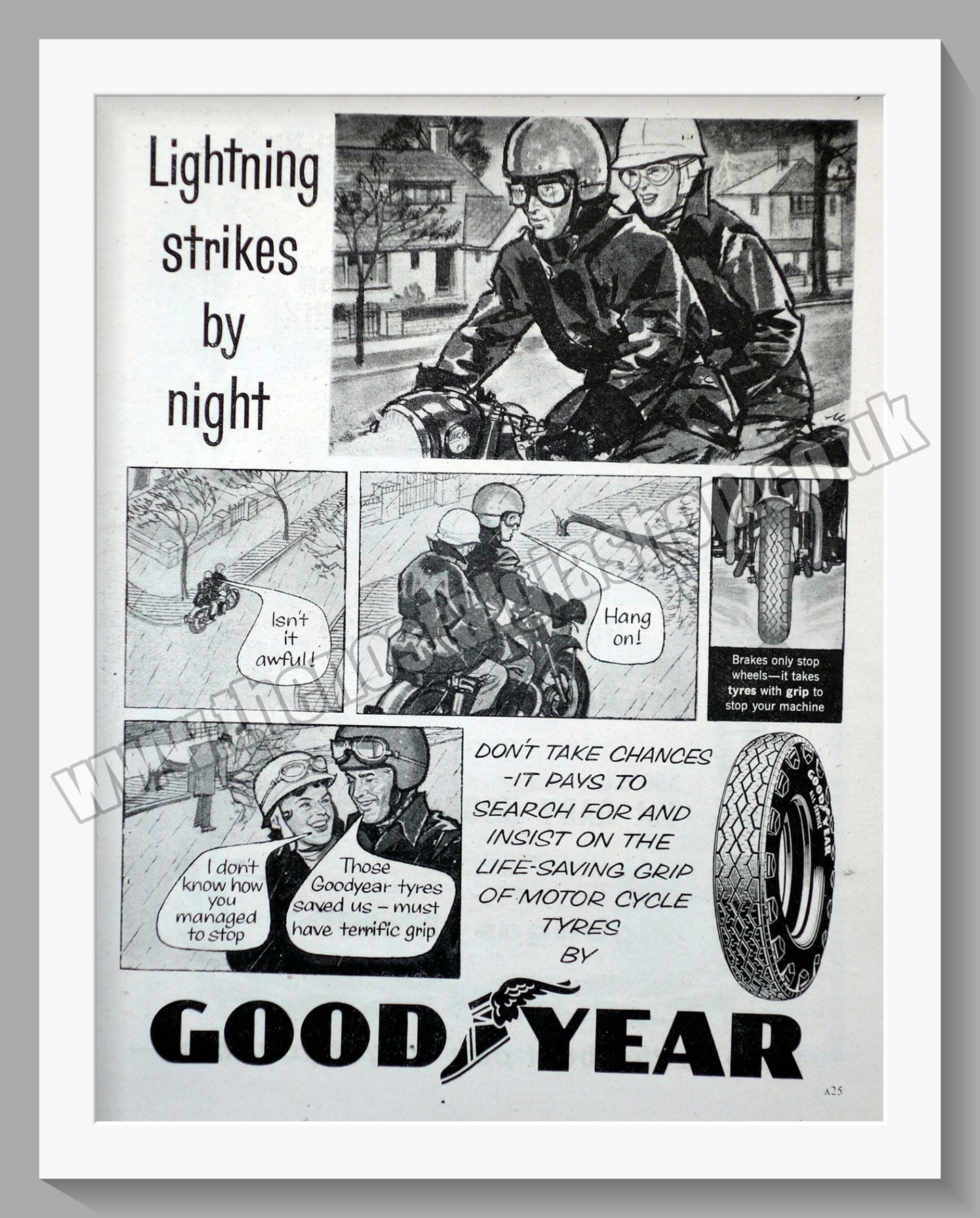 Goodyear Motorcycle Tyres. Original Advert 1961 (ref AD57759)