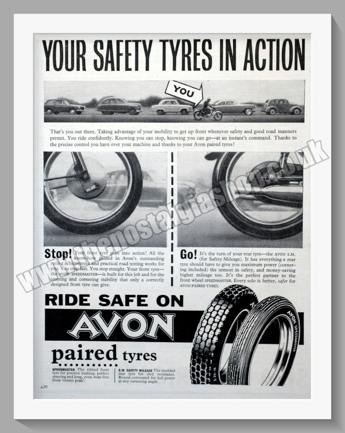 Avon Motorcycle Tyres. Original Advert 1961 (ref AD57765)