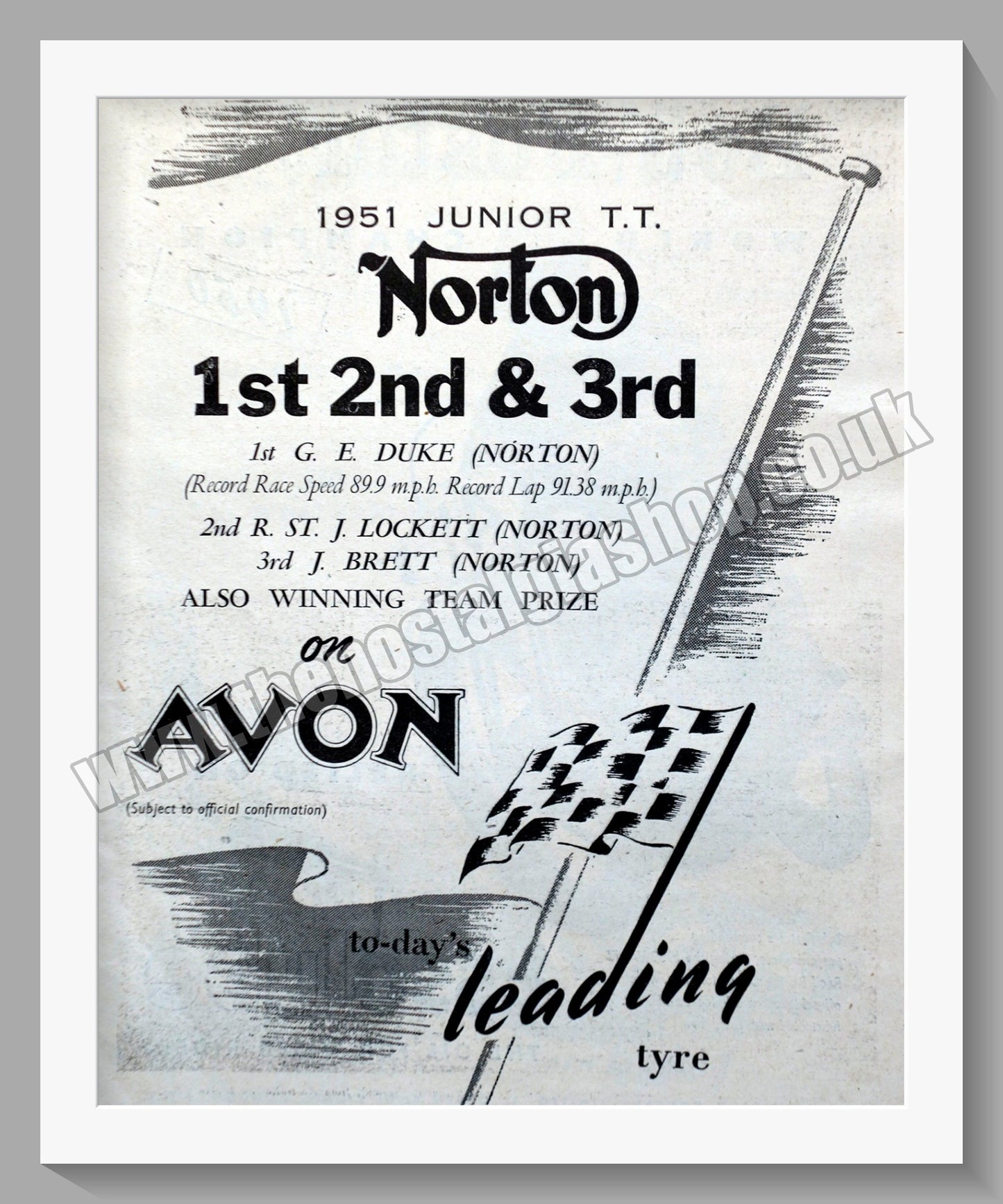 Avon Motorcycle Tyres. Original Advert 1951 (ref AD57775)