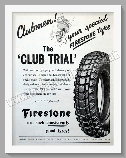 Firestone Motorcycle Tyres. Original Advert 1951 (ref AD57785)