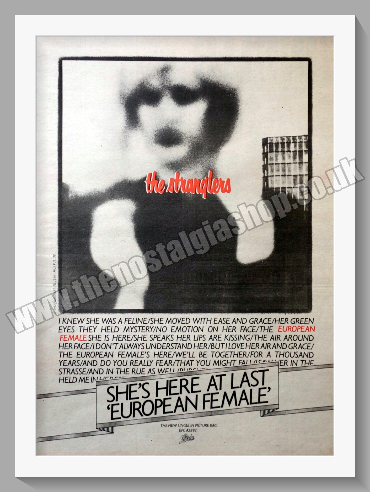 Stranglers. She's Here At Last. Vintage Advert 1982 (ref AD14594)