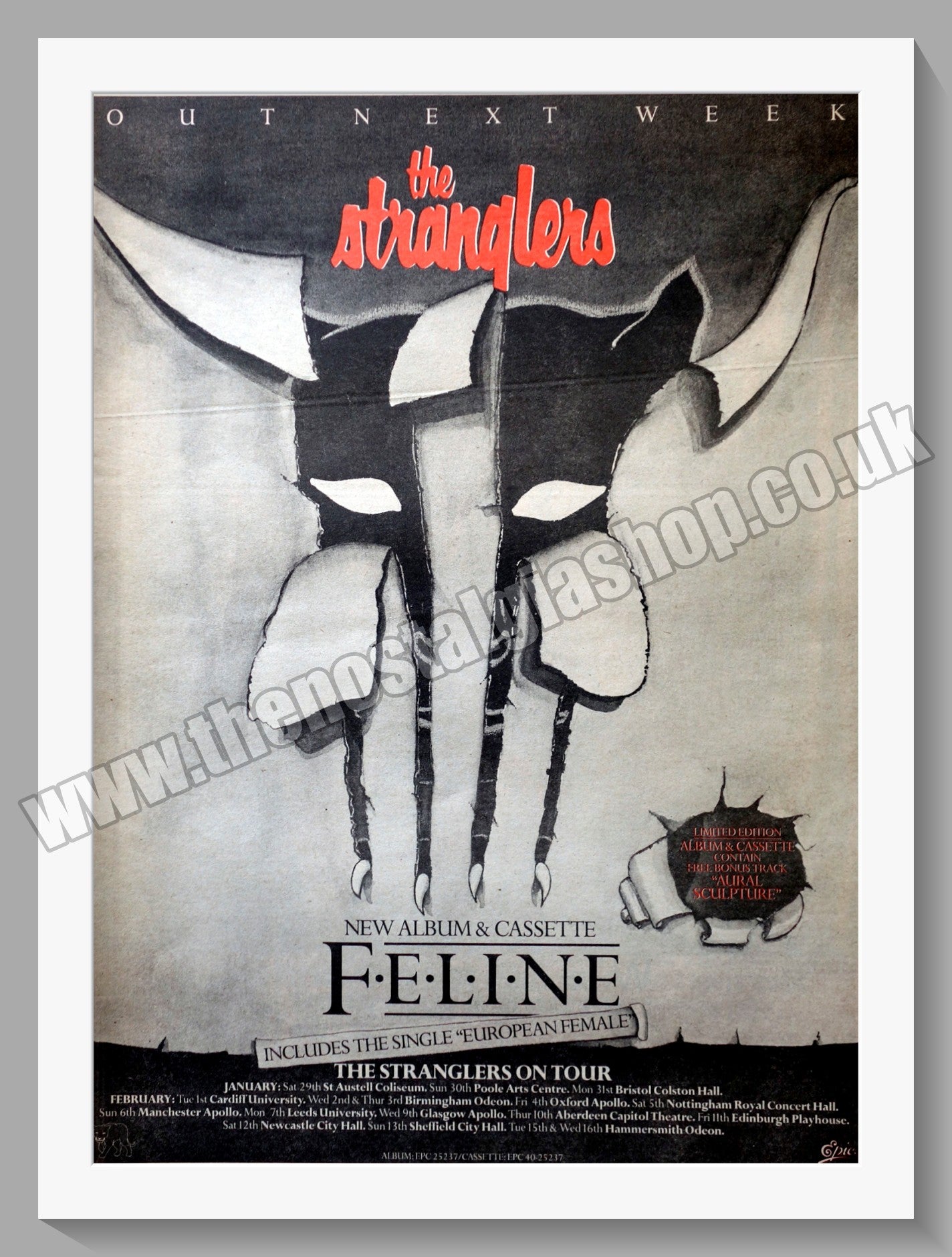 Stranglers. Feline. Vintage Advert 1983 (ref AD14599)