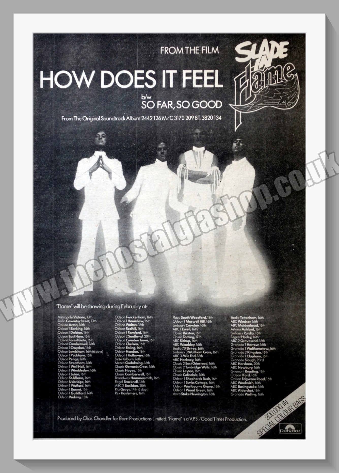 Slade How Does It Feel. Vintage Advert 1975 (ref AD14632)
