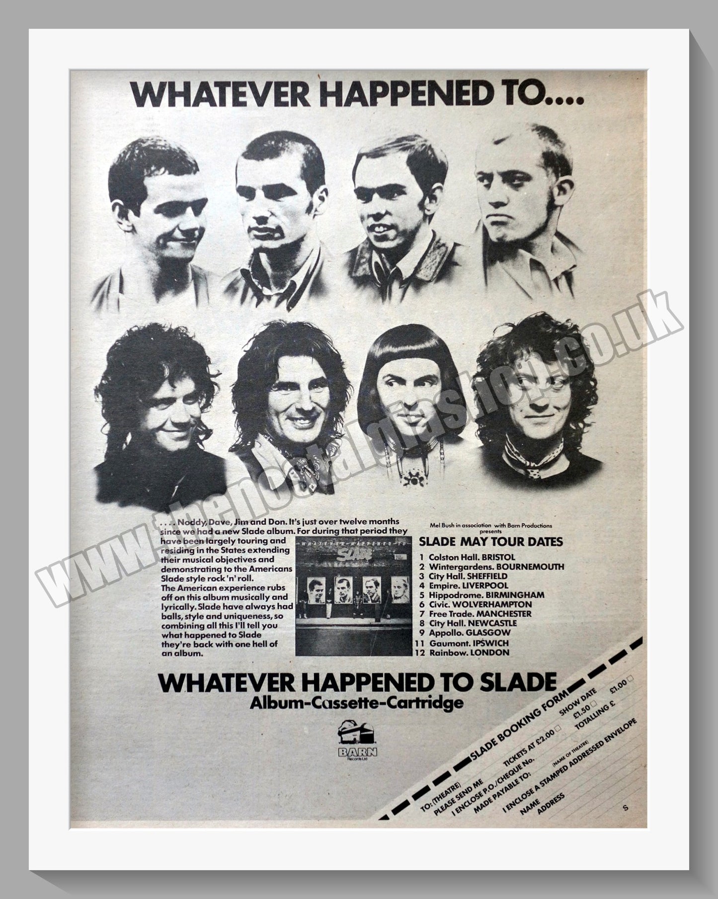 Slade Tour Dates, What Ever Happened To. Vintage Advert 1977 (ref AD14633)