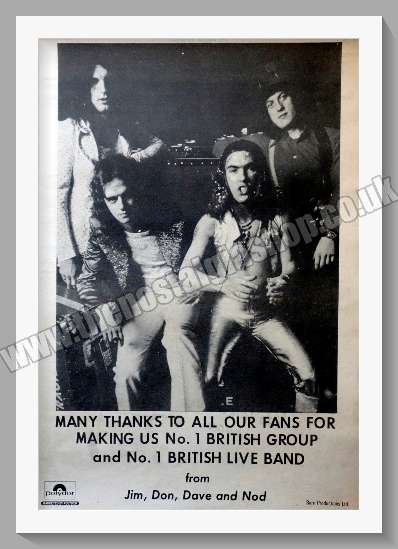 Slade  Many Thanks. Vintage Advert 1973 (ref AD14642)