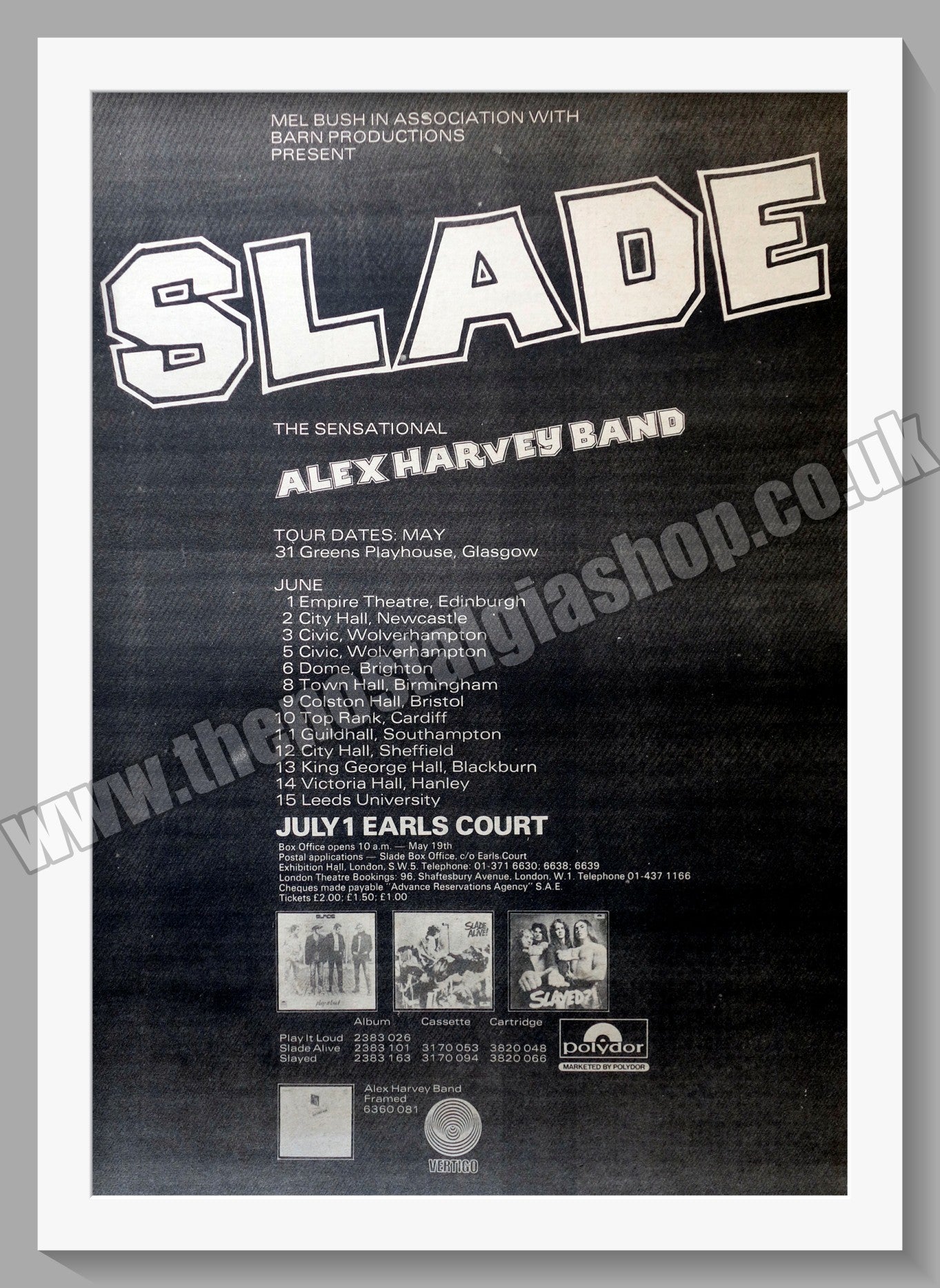 Slade Tour Dates. Vintage Advert 1973 (ref AD14644)