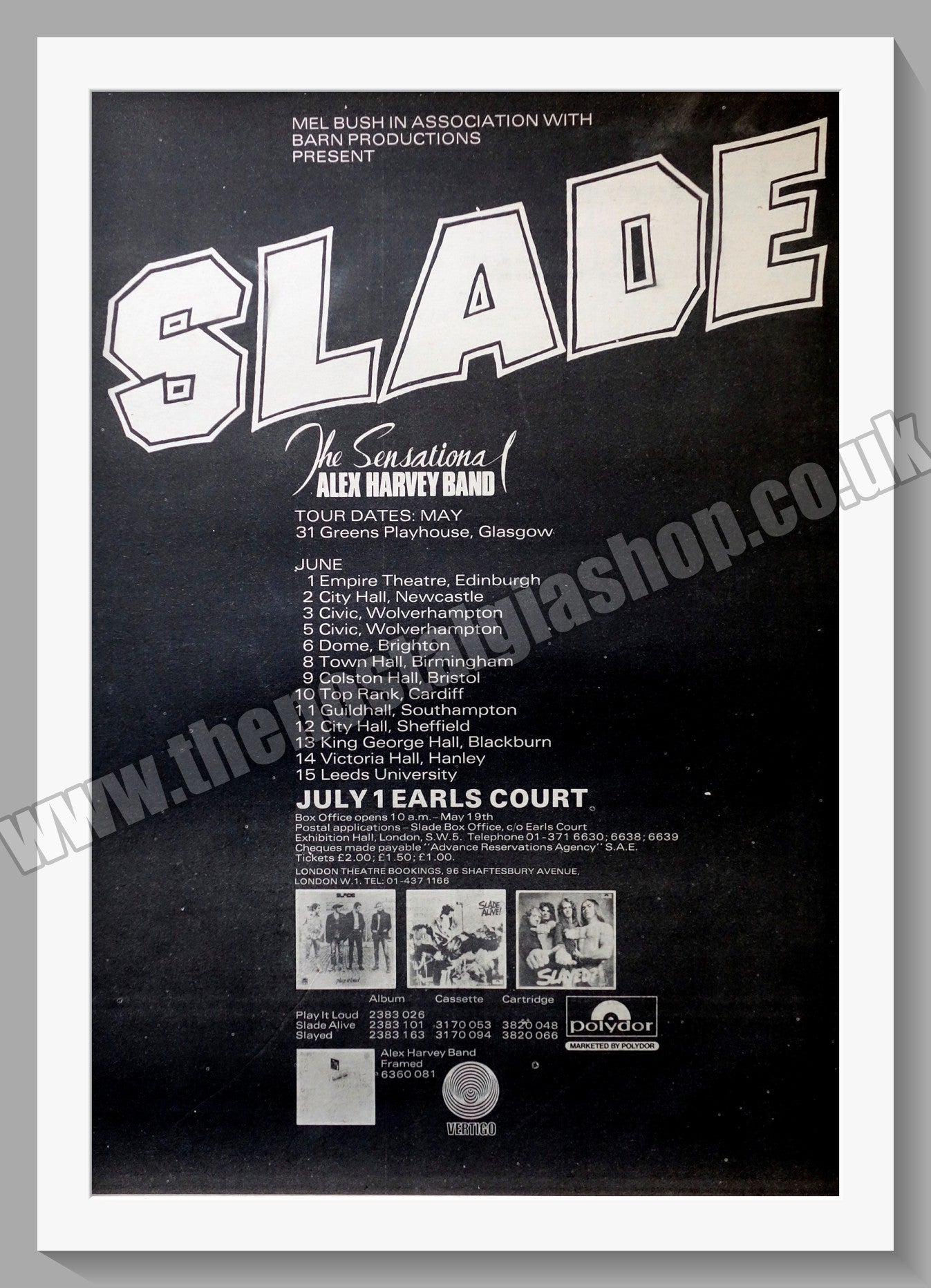 Slade Tour Dates. Vintage Advert 1973 (ref AD14645)