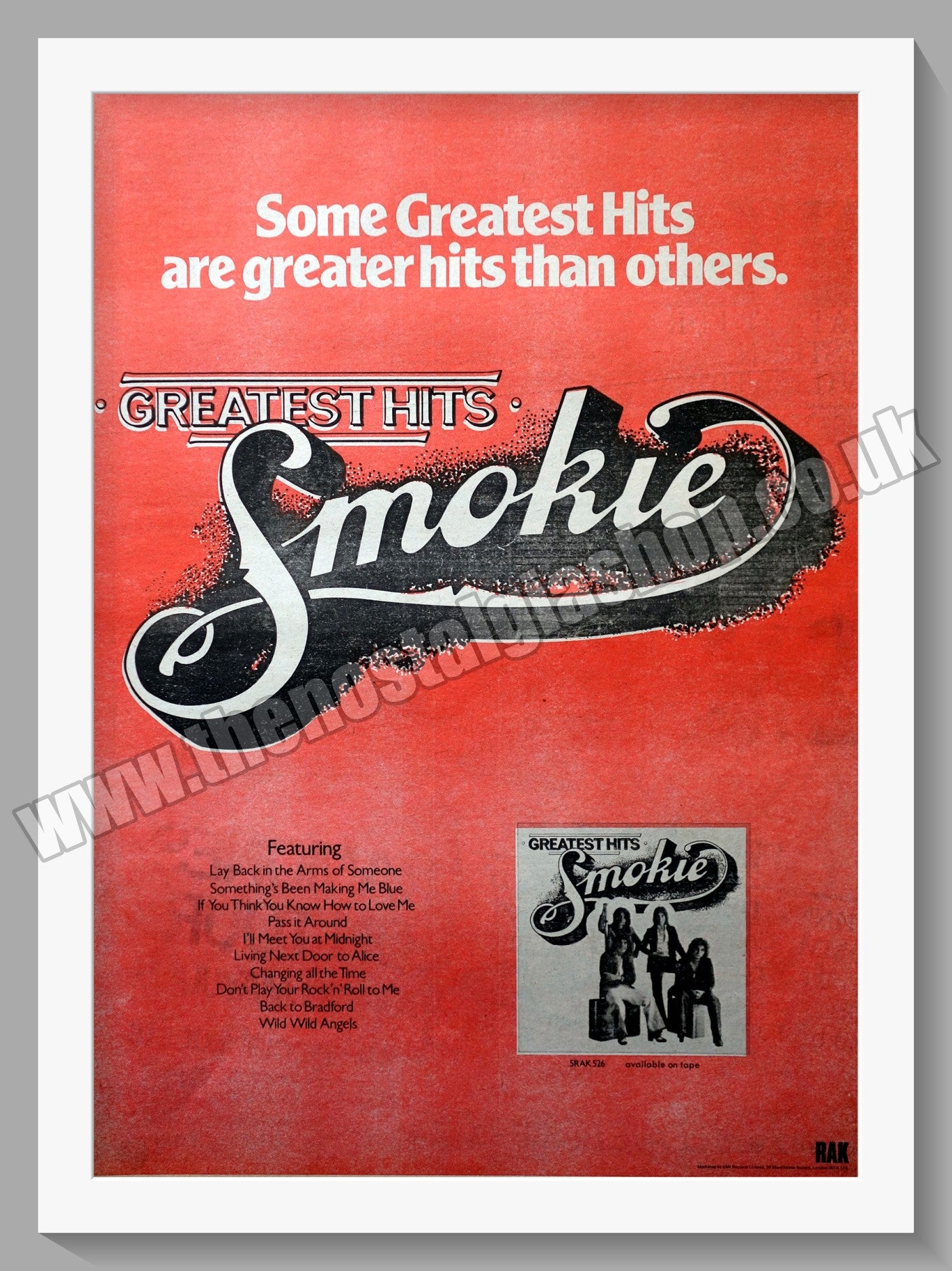 Smokie Greatest Hits. Vintage Advert 1977 (ref AD14673)