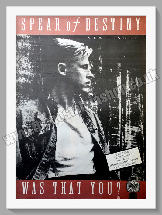 Spear Of Destiny Was That You. Vintage Advert 1987 (ref AD14689)