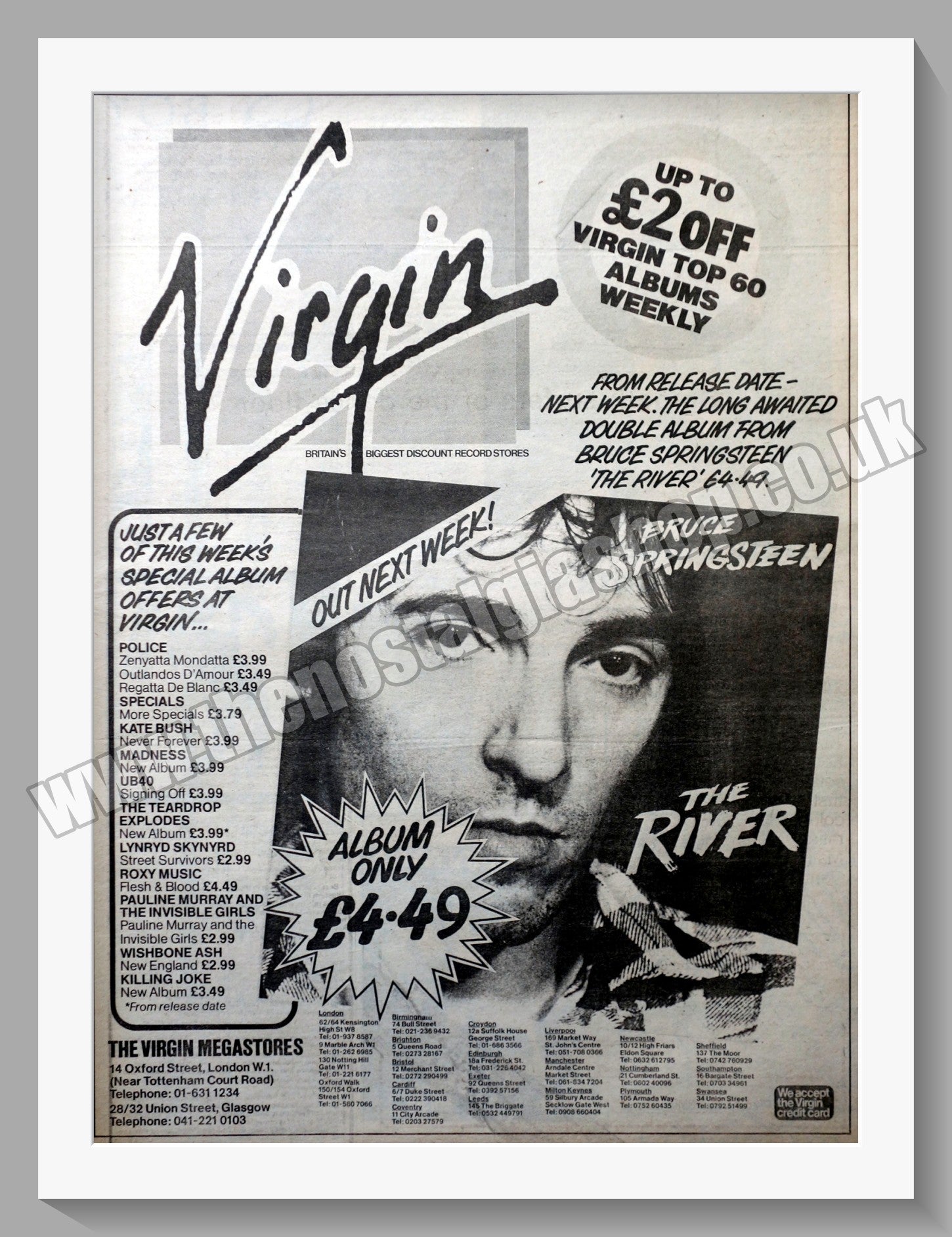 Bruce Springsteen The River. Vintage Advert 1980 (ref AD14698) – The ...