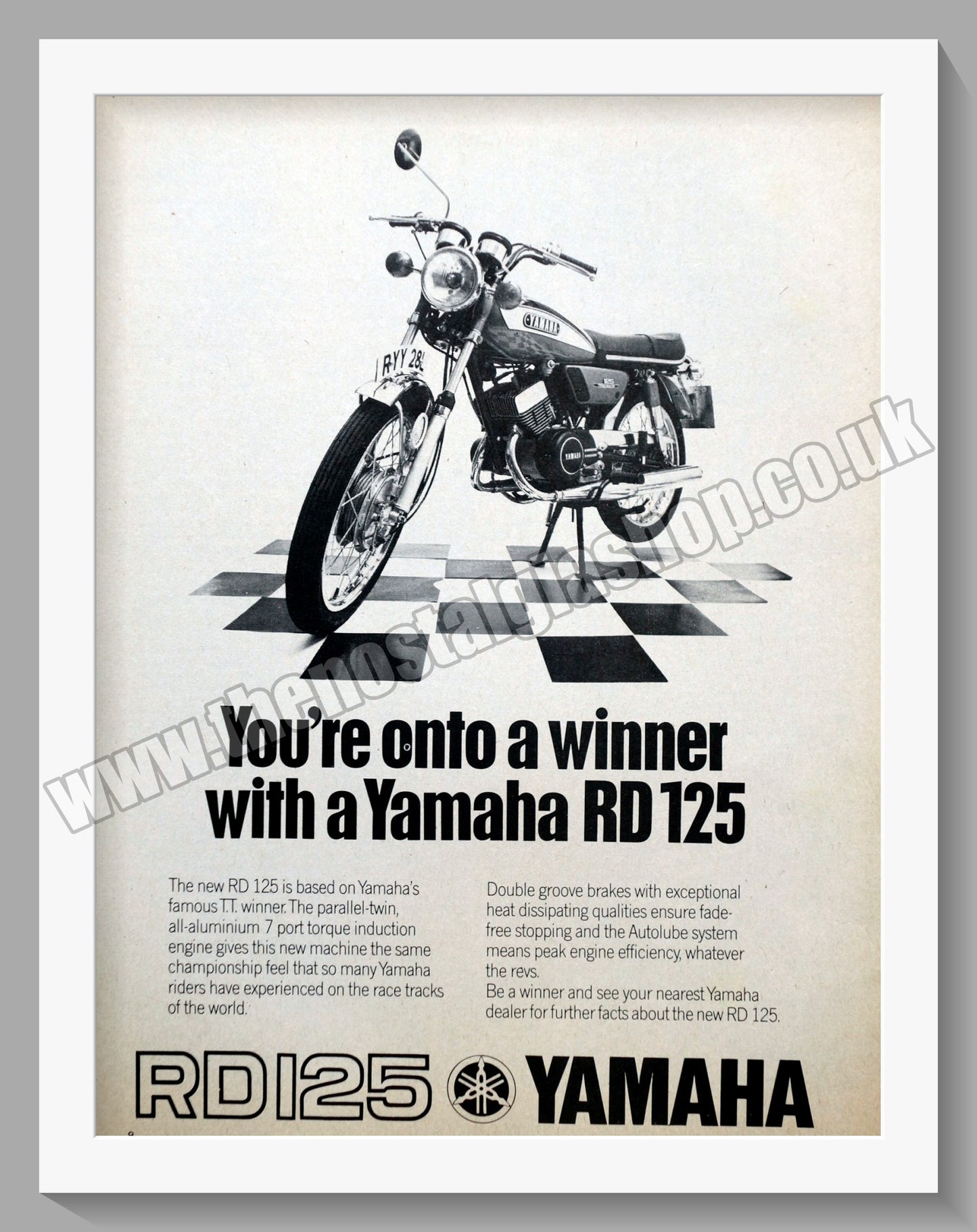 Yamaha RD125 Motorcycle. Original Advert 1974 (ref AD57837)