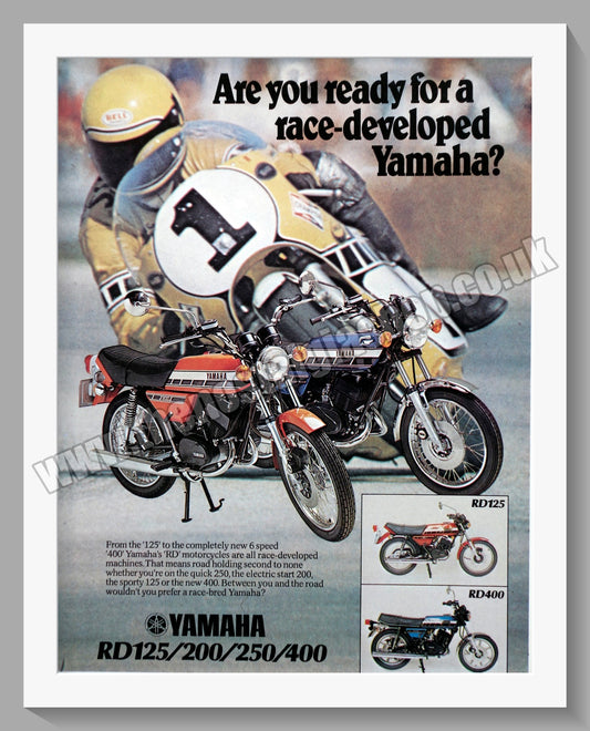 Yamaha RD Motorcycles. Original Advert 1977 (ref AD57846)
