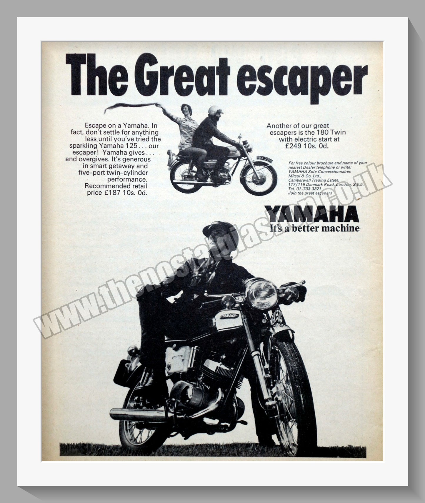 Yamaha 125 Motorcycle. Original Advert 1969 (ref AD57855)