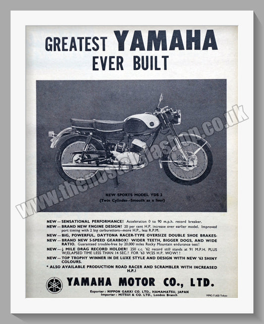 Yamaha YDS 2 Sports Type Motorcycle. Original Advert 1963 (ref AD57858)