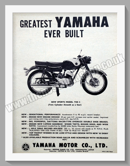 Yamaha YDS 2 Sports Type Motorcycle. Original Advert 1963 (ref AD57859)