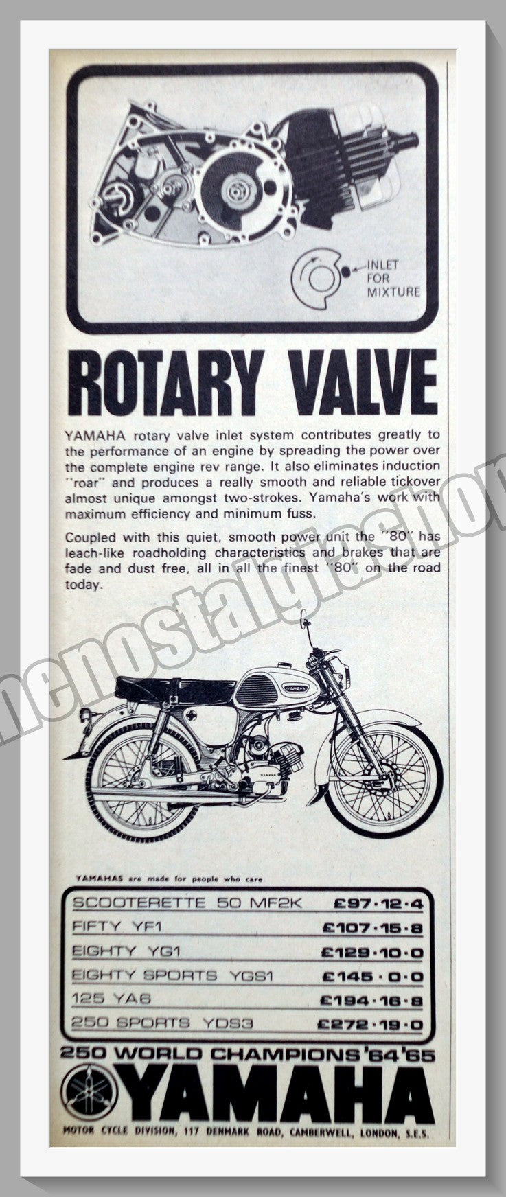 Yamaha Motorcycles. Original Advert 1966 (ref AD57974)
