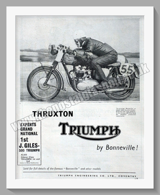 Triumph Bonneville Motorcycle. Original advert 1961 (ref AD57880)