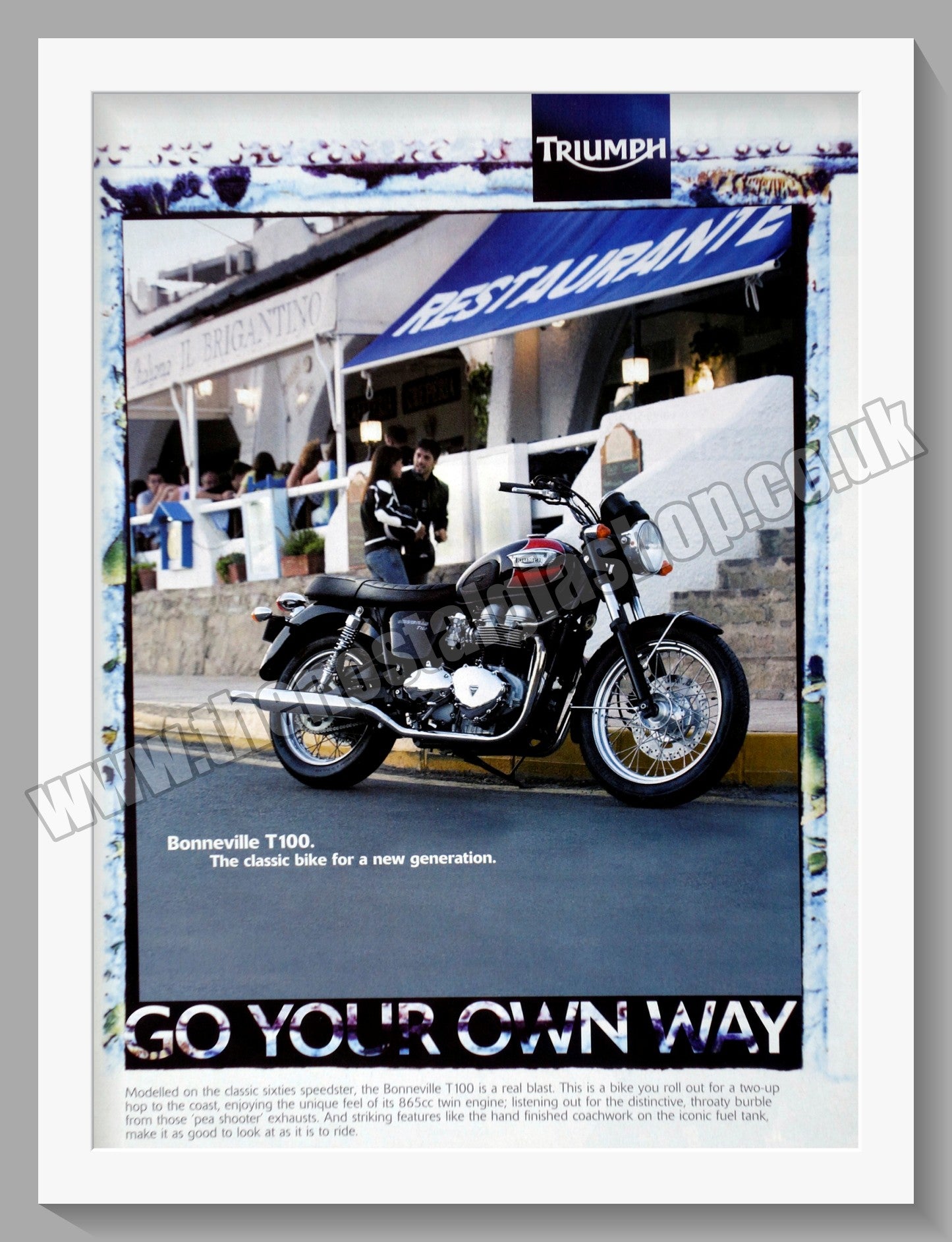 Triumph Bonneville T100 Motorcycle. Original advert 2006 (ref AD57889)