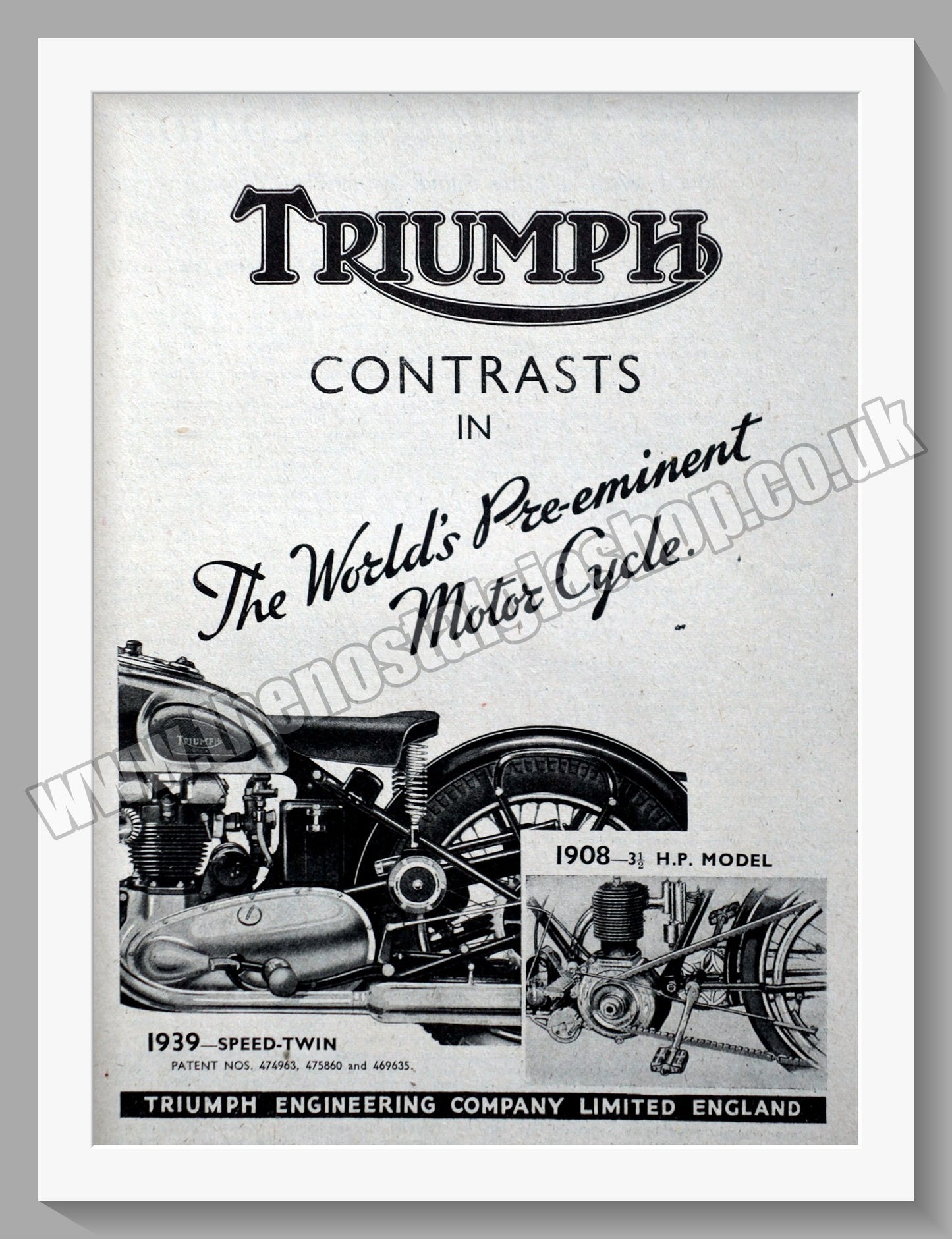Triumph Motorcycles. Original advert 1942 (ref AD57900)