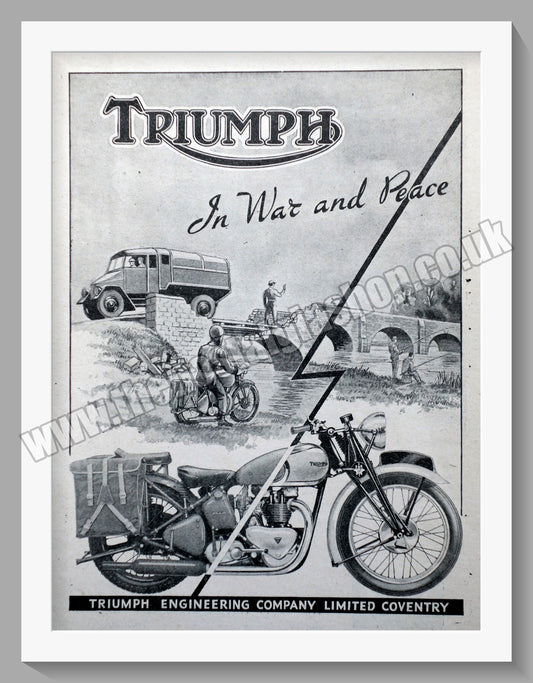 Triumph Motorcycles, In War and Peace. Original advert 1944 (ref AD57919)