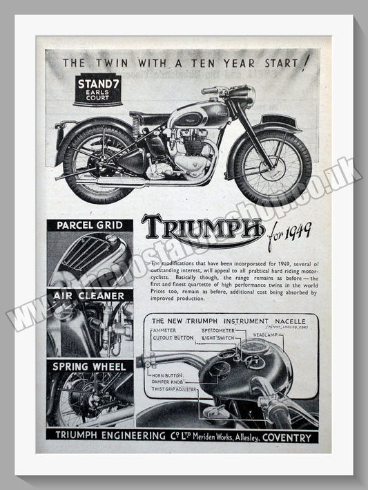 Triumph Motorcycles for '49. Original advert 1948 (ref AD57933)