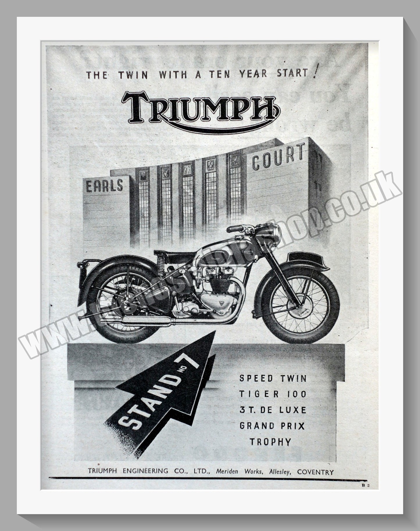 Triumph Motorcycles Earls Court. Original advert 1948 (ref AD57942)