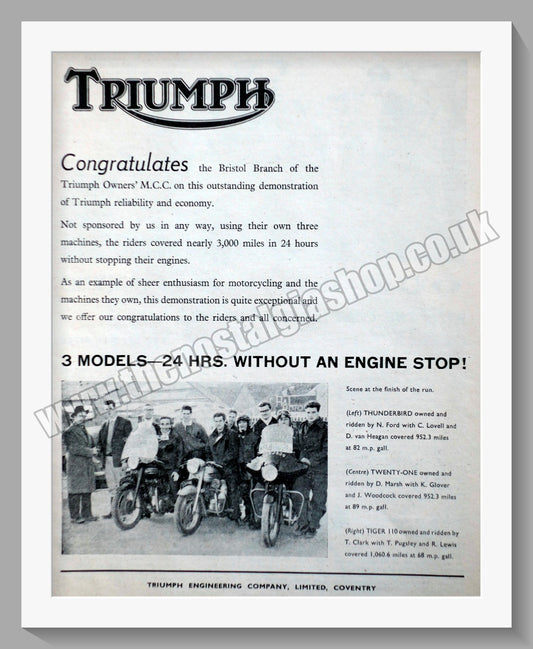 Triumph Motorcycles. Original advert 1960 (ref AD57945)