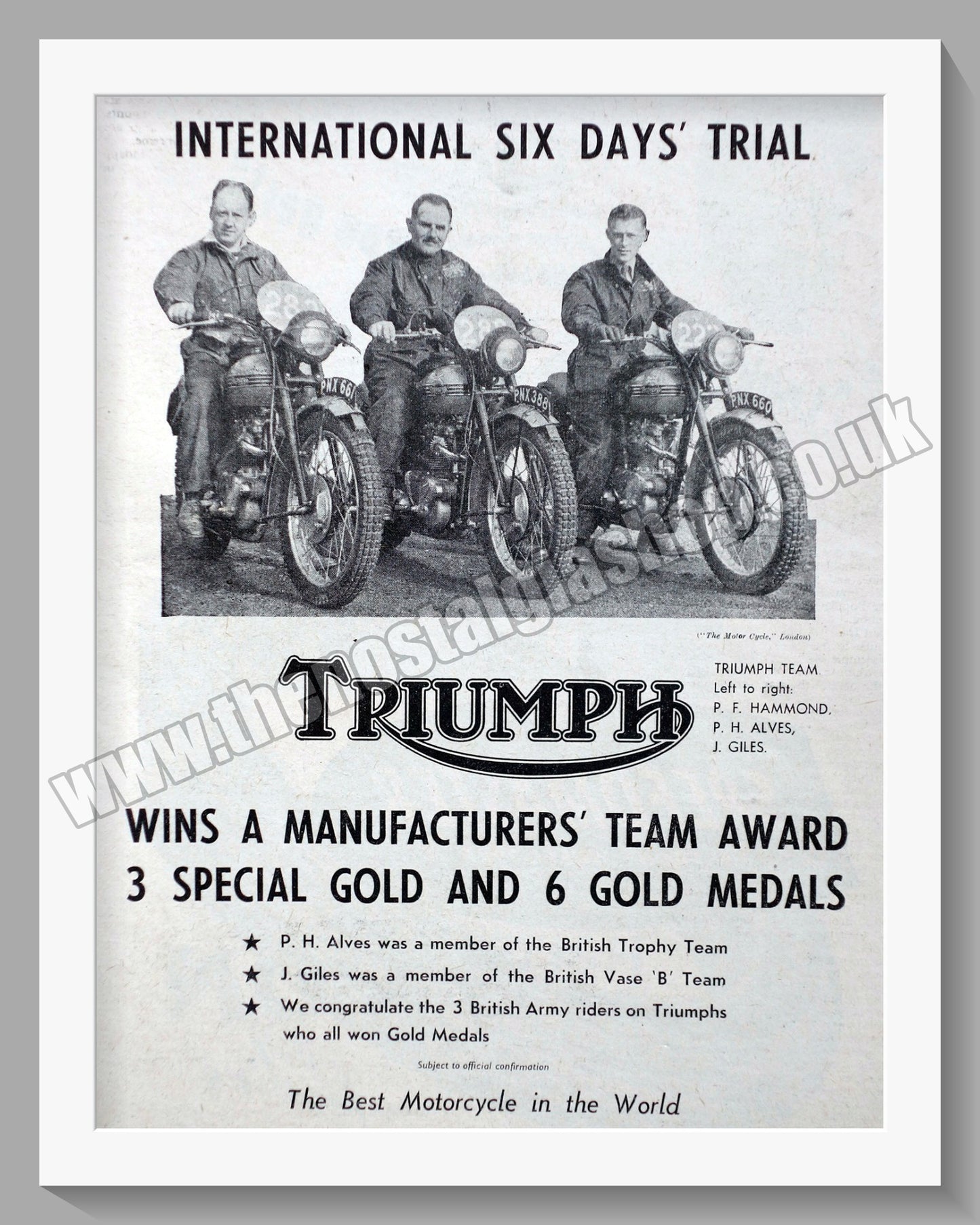 Triumph Motorcycles Trials. Original advert 1954 (ref AD57978)