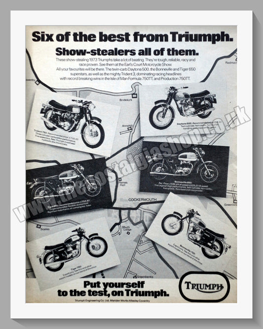 Triumph Motorcycles Range. Original advert 1972 (ref AD57994)