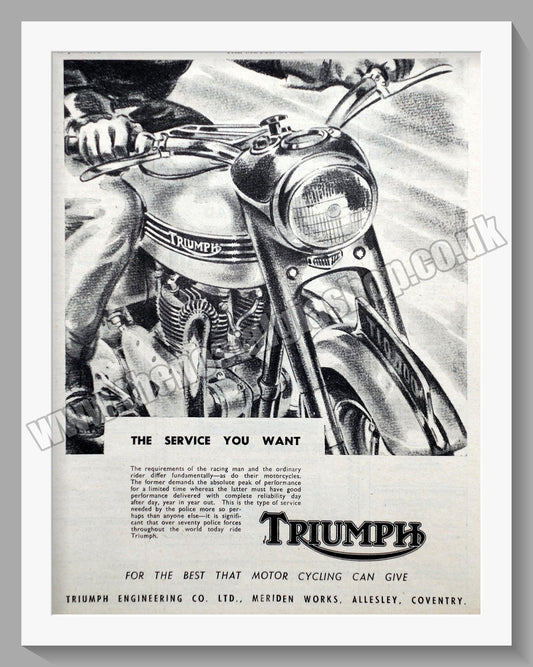 Triumph Motorcycles. Original advert 1952 (ref AD58000)