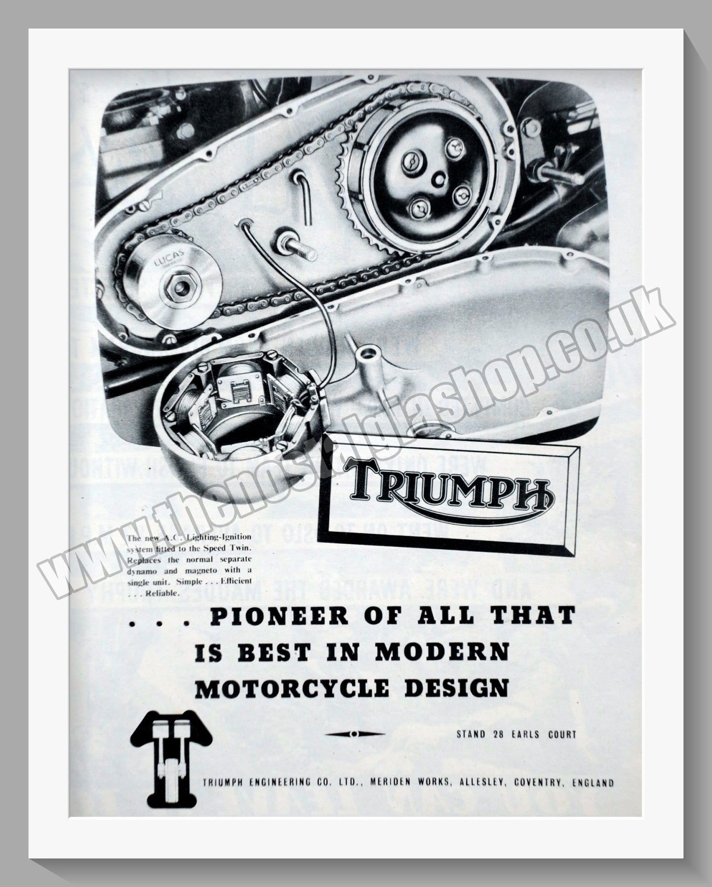 Triumph Motorcycles Ignition. Original advert 1952 (ref AD58003)